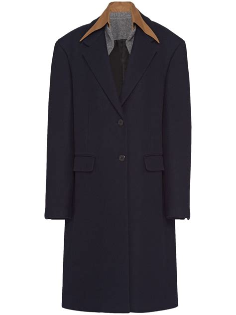 prada embellished single breasted wool coat